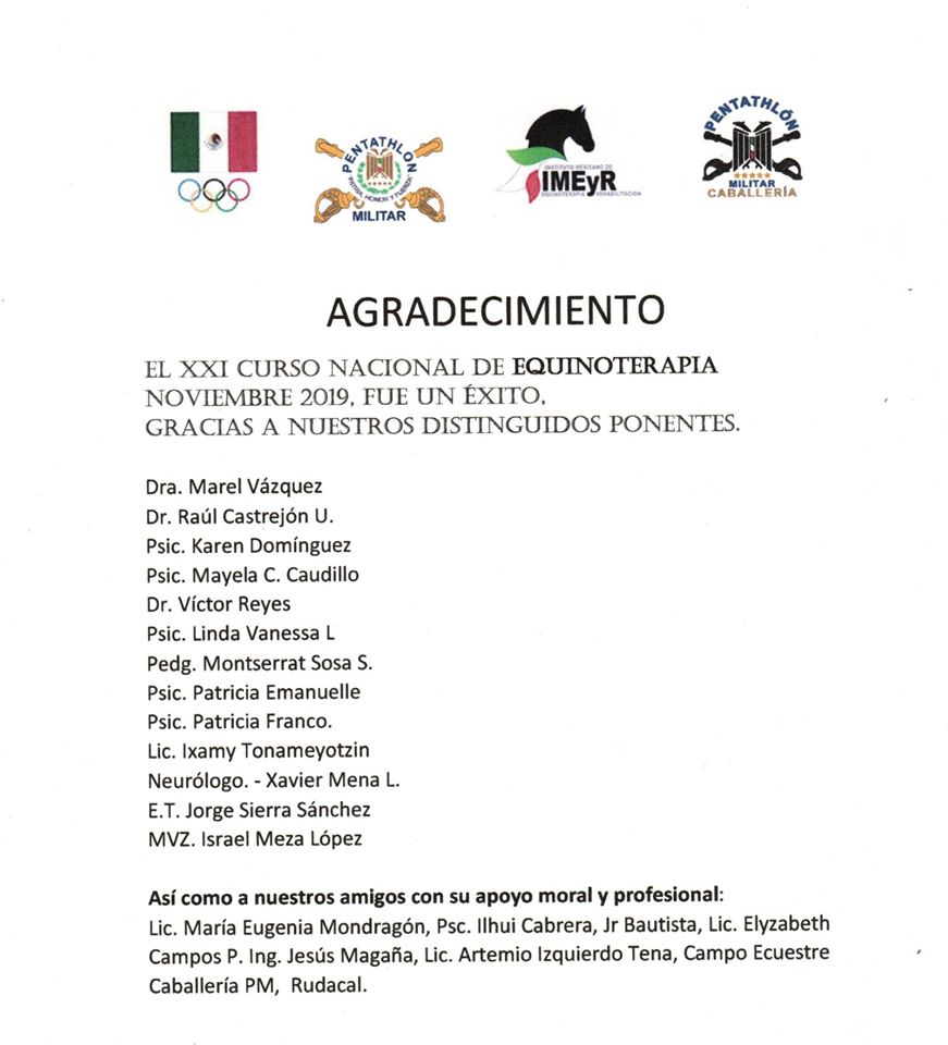 Curso Equinoterapia 2019 Comite Olimpico México e IMEyR